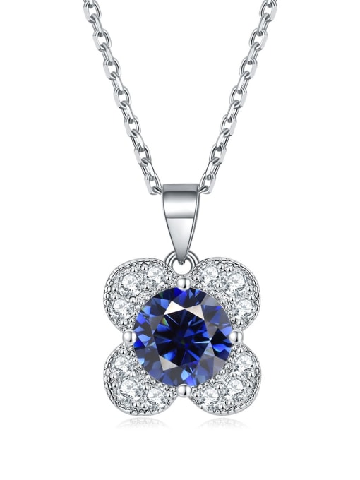 Precious blue [September] 925 Sterling Silver Birthstone Flower Dainty Necklace